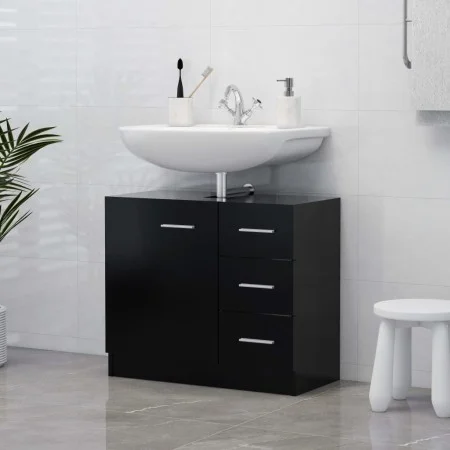 Armario para lavabo madera contrachapada negro 63x30x54 cm de vidaXL, Muebles de baño - Ref: Foro24-804185, Precio: 68,93 €, ...