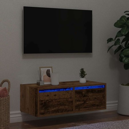 Mueble de TV con luces LED envejecida 75x35,5x25 cm de , Muebles TV - Ref: Foro24-860236, Precio: 69,53 €, Descuento: %