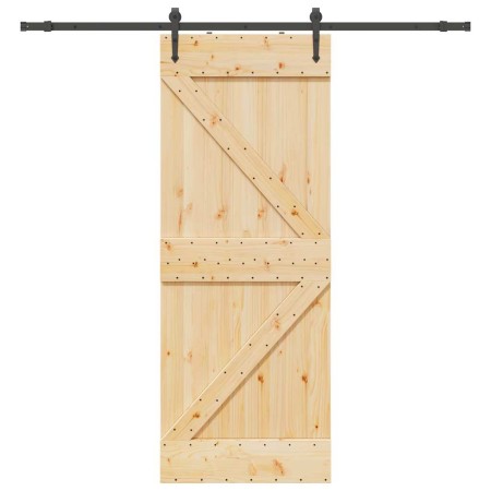 Puerta corredera con herrajes madera maciza de pino 80x210 cm de , Puertas - Ref: Foro24-3332649, Precio: 239,20 €, Descuento: %