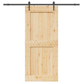 Puerta corredera con herrajes madera maciza de pino 100x210 cm de , Puertas - Ref: Foro24-3332747, Precio: 231,74 €, Descuent...