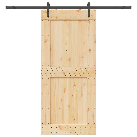 Puerta corredera con herrajes madera maciza de pino 100x210 cm de , Puertas - Ref: Foro24-3332747, Precio: 231,74 €, Descuent...