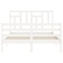 Estructura de cama con cabecero madera maciza blanco 140x200 cm de vidaXL, Camas y somieres - Ref: Foro24-3194962, Precio: 14...
