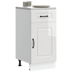 Mueble bajo cocina Kalmar madera ingeniería blanca alto brillo de , Armarios de cocina - Ref: Foro24-853469, Precio: 92,87 €,...