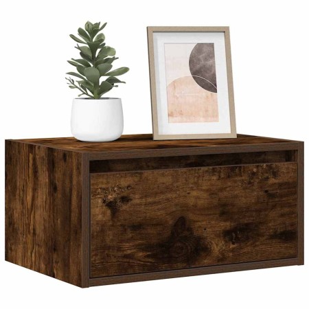 Mesitas de noche de pared con luces LED 2 uds roble ahumado de , Muebles TV - Ref: Foro24-860220, Precio: 93,84 €, Descuento: %