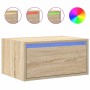 Mesita de noche de pared con luces LED roble Sonoma de , Muebles TV - Ref: Foro24-860215, Precio: 55,38 €, Descuento: %