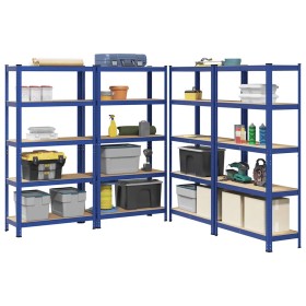 Estanterías de 5 baldas 4 uds madera contrachapada y acero azul de , Estanterías industriales - Ref: Foro24-3307593, Precio: ...
