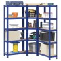 Juego de 3 estantes de 5 niveles acero azul y madera industrial de , Estanterías industriales - Ref: Foro24-3307620, Precio: ...