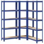 Juego de 3 estantes de 5 niveles acero azul y madera industrial de , Estanterías industriales - Ref: Foro24-3307620, Precio: ...