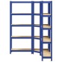 Juego de 3 estantes de 5 niveles acero azul y madera industrial de , Estanterías industriales - Ref: Foro24-3307620, Precio: ...