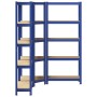 Juego de 3 estantes de 5 niveles acero azul y madera industrial de , Estanterías industriales - Ref: Foro24-3307620, Precio: ...
