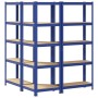 Juego de 3 estantes de 5 niveles acero azul y madera industrial de , Estanterías industriales - Ref: Foro24-3307620, Precio: ...
