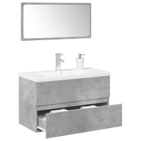 Set muebles de baño 2 piezas madera contrachapada gris hormigón de , Muebles de baño - Ref: Foro24-3324912, Precio: 216,17 €,...
