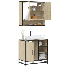 Set de muebles de baño 2 pzas madera contrachapada roble Sonoma de , Muebles de baño - Ref: Foro24-3300936, Precio: 151,56 €,...