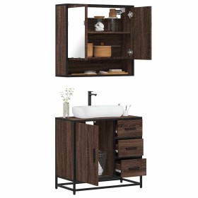Set de muebles baño 2 pzas madera contrachapada marrón roble de , Muebles de baño - Ref: Foro24-3300929, Precio: 166,24 €, De...