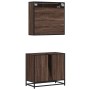 Set de muebles baño 2 pzas madera contrachapada marrón roble de , Muebles de baño - Ref: Foro24-3300929, Precio: 166,24 €, De...