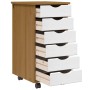 Cajonera con ruedas MOSS madera maciza pino marrón miel de , Taquillas y armarios de almacenamiento - Ref: Foro24-4015783, Pr...