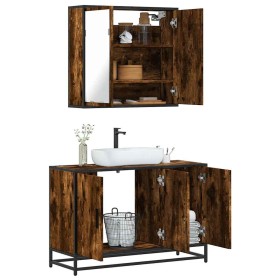 Set de muebles baño 2 pzas madera contrachapada roble ahumado de , Muebles de baño - Ref: Foro24-3300892, Precio: 159,05 €, D...