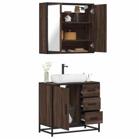 Set de muebles baño 2 pzas madera contrachapada marrón roble de , Muebles de baño - Ref: Foro24-3300899, Precio: 156,49 €, De...