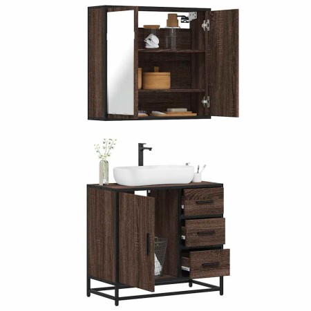 Set de muebles baño 2 pzas madera contrachapada marrón roble de , Muebles de baño - Ref: Foro24-3300899, Precio: 156,49 €, De...