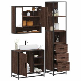 Set de muebles baño 3 pzas madera contrachapada roble marrón de , Muebles de baño - Ref: Foro24-3301179, Precio: 257,65 €, De...
