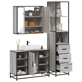 Set de muebles de baño 3 pzas madera contrachapada gris sonoma de , Muebles de baño - Ref: Foro24-3301153, Precio: 263,72 €, ...