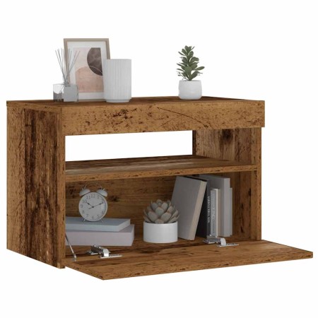 Mesilla de noche con luces LED madera vieja 60x35x40 cm de , Mesitas de noche - Ref: Foro24-3329175, Precio: 52,48 €, Descuen...