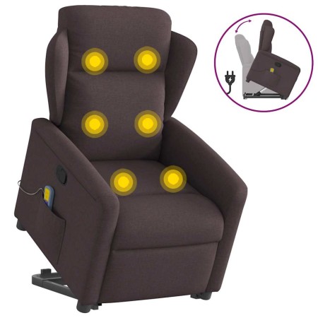 Silla de masaje reclinable de pie de tela marrón oscuro de , Sillones - Ref: Foro24-3303149, Precio: 268,38 €, Descuento: %