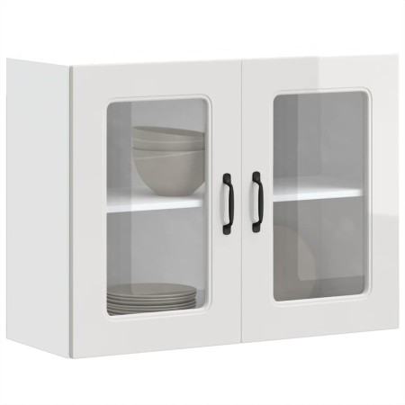 Armario pared cocina puerta cristal Kalmar blanca alto brillo de , Armarios de cocina - Ref: Foro24-853609, Precio: 102,86 €,...