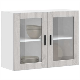 Armario de pared para cocina puerta cristal Porto gris sonoma de , Armarios de cocina - Ref: Foro24-854093, Precio: 90,58 €, ...