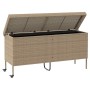 Caja de almacenaje jardín ruedas ratán PE beige 160x55x75 cm de , Cajas de almacenaje para exteriores - Ref: Foro24-4103834, ...