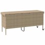 Caja de almacenaje jardín ruedas ratán PE beige 160x55x75 cm de , Cajas de almacenaje para exteriores - Ref: Foro24-4103834, ...