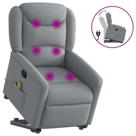 Sillón de masaje reclinable de pie de tela gris claro de , Sillones - Ref: Foro24-3303204, Precio: 264,39 €, Descuento: %
