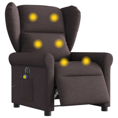 Sillón reclinable de masaje eléctrico tela marrón oscuro de , Sillones - Ref: Foro24-3303369, Precio: 255,50 €, Descuento: %