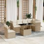 Set sofás de jardín 7 piezas y cojines ratán sintético beige en Conjuntos de jardín | Comprar online en Foru.es