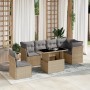 Set sofás de jardín 7 piezas y cojines ratán sintético beige en Conjuntos de jardín | Comprar online en Foru.es