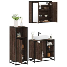 Set de muebles baño 3 pzas madera contrachapada roble marrón de , Muebles de baño - Ref: Foro24-3300969, Precio: 214,35 €, De...