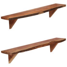 Estantes de pared 2 uds madera maciza de acacia 90x20x18 cm en Estanterías | Comprar online en Foru.es