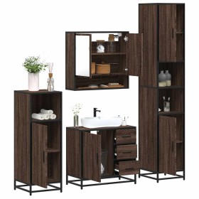 Set de muebles baño 4 pzas madera contrachapada roble marrón de , Muebles de baño - Ref: Foro24-3301229, Precio: 416,16 €, De...