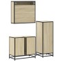 Set de muebles de baño 3 pzas madera contrachapada roble Sonoma de , Muebles de baño - Ref: Foro24-3301056, Precio: 221,10 €,...