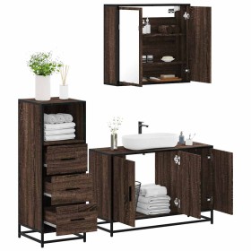 Set de muebles baño 3 pzas madera contrachapada roble marrón de , Muebles de baño - Ref: Foro24-3301014, Precio: 236,52 €, De...