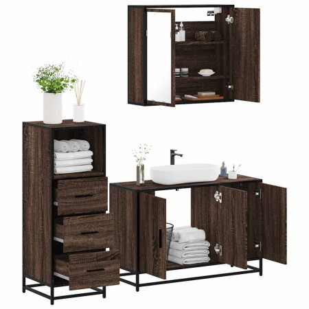 Set de muebles baño 3 pzas madera contrachapada roble marrón de , Muebles de baño - Ref: Foro24-3301014, Precio: 236,52 €, De...