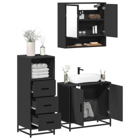 Juego de muebles de baño 3 pzas madera contrachapada negro de , Muebles de baño - Ref: Foro24-3301035, Precio: 231,63 €, Desc...
