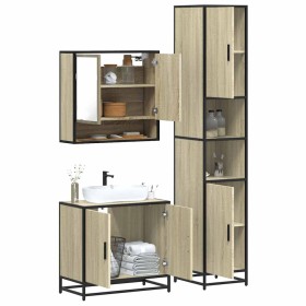 Set de muebles de baño 3 pzas madera contrachapada roble Sonoma de , Muebles de baño - Ref: Foro24-3301096, Precio: 281,78 €,...