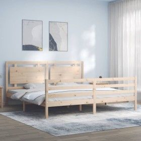 Estructura de cama con cabecero madera maciza 200x200 cm de vidaXL, Camas y somieres - Ref: Foro24-3194071, Precio: 176,95 €,...