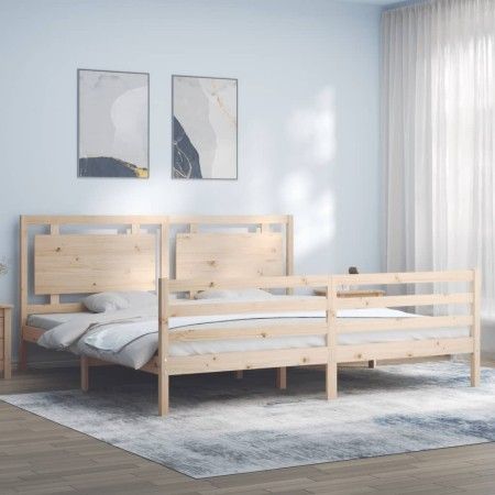 Estructura de cama con cabecero madera maciza 200x200 cm de vidaXL, Camas y somieres - Ref: Foro24-3194071, Precio: 176,95 €,...