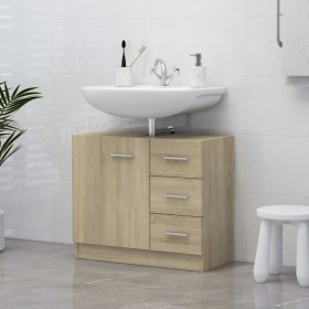 Armario para lavabo madera contrachapada color roble 63x30x54cm de vidaXL, Muebles de baño - Ref: Foro24-804187, Precio: 91,5...