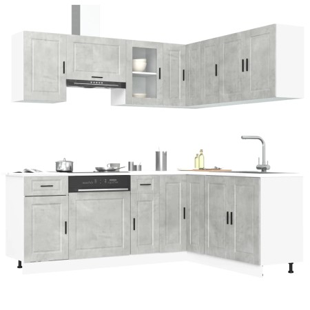 Mueble cocina Porto gris hormigón 11 pzas madera contrachapada de , Armarios de cocina - Ref: Foro24-3314965, Precio: 668,62 ...