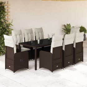 Set de mesa y sillas jardín 9 piezas y cojines ratán PE marrón de , Conjuntos de jardín - Ref: Foro24-3277071, Precio: 1,00 €...