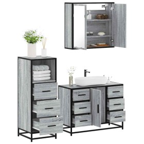 Set de muebles de baño 3 pzas madera contrachapada gris sonoma de , Muebles de baño - Ref: Foro24-3301023, Precio: 298,74 €, ...