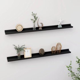 Estantes de pared 2 unidades negro 100x9x3 cm en Estanterías | Comprar online en Foru.es